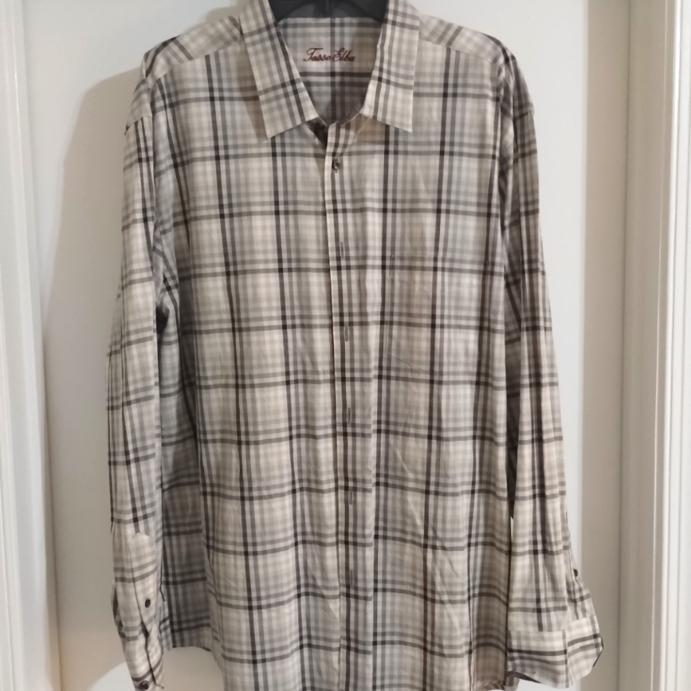 Tasso Elba Mens XXL Shirt, long sleeve, beige/brown,